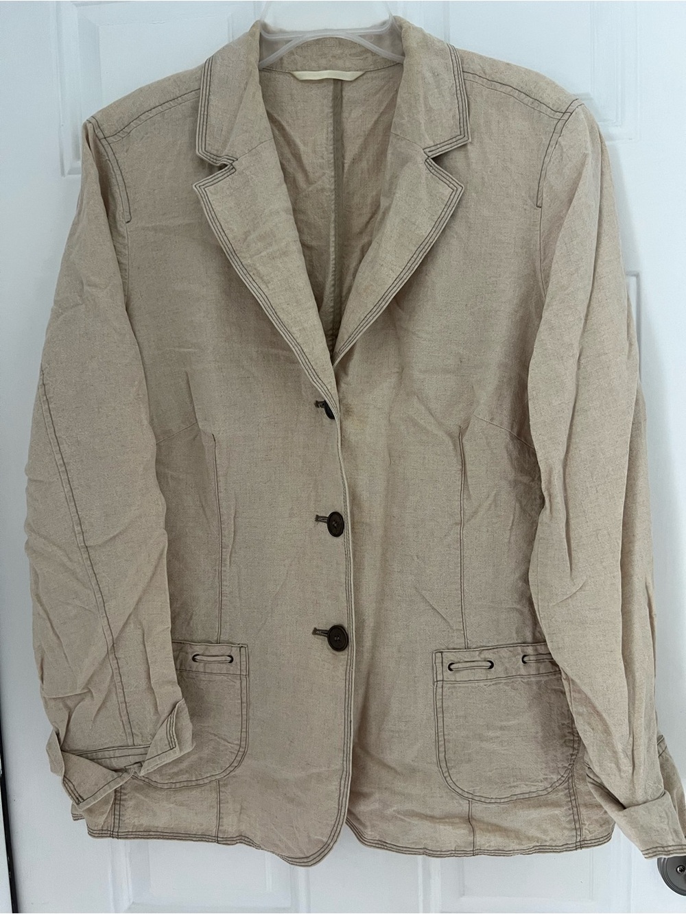 Vintage Your Sixth Sense Womens Beige Jacket Blazer Button Down Size L #616